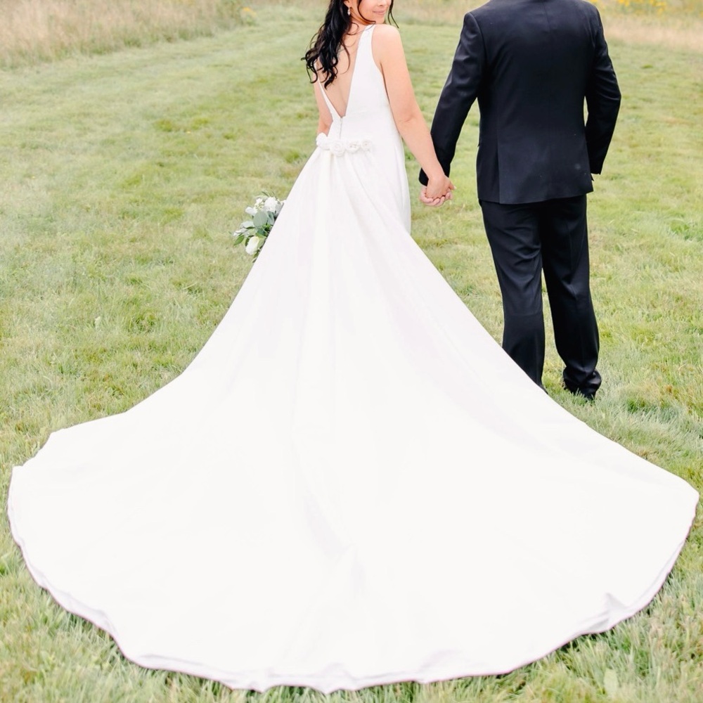 Wedding Dress Mikado Fit and Flare w/ Detachable Train